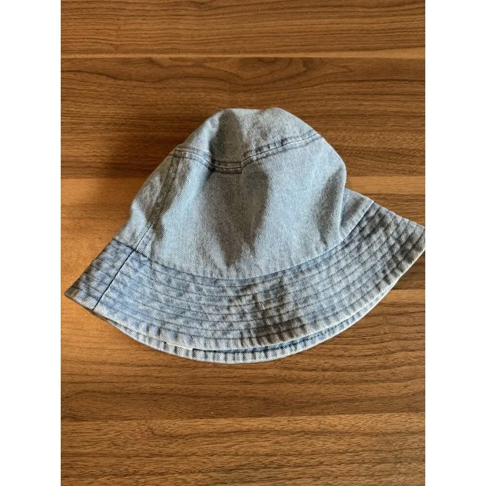 Zara Kids Unisex Washed Denim Cotton Lightweight Summer Bucket Hat Blue